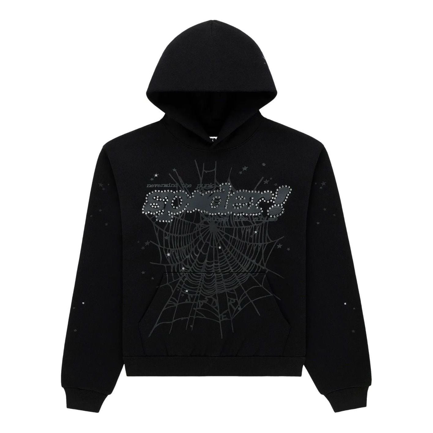 Sp5der Rhinestone Punk V2 Hoodie 'Black' ST041SS26BLK