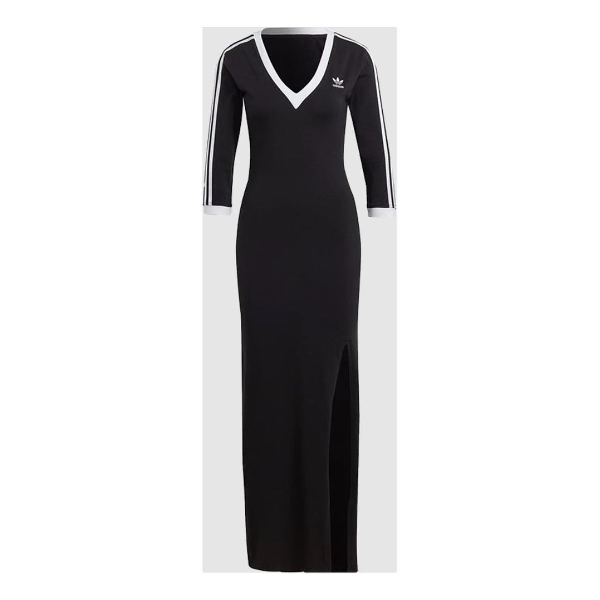(WMNS) adidas Adicolor Classics 3-Stripes Maxi Dress Asia Sizing 'Black White' IK0439