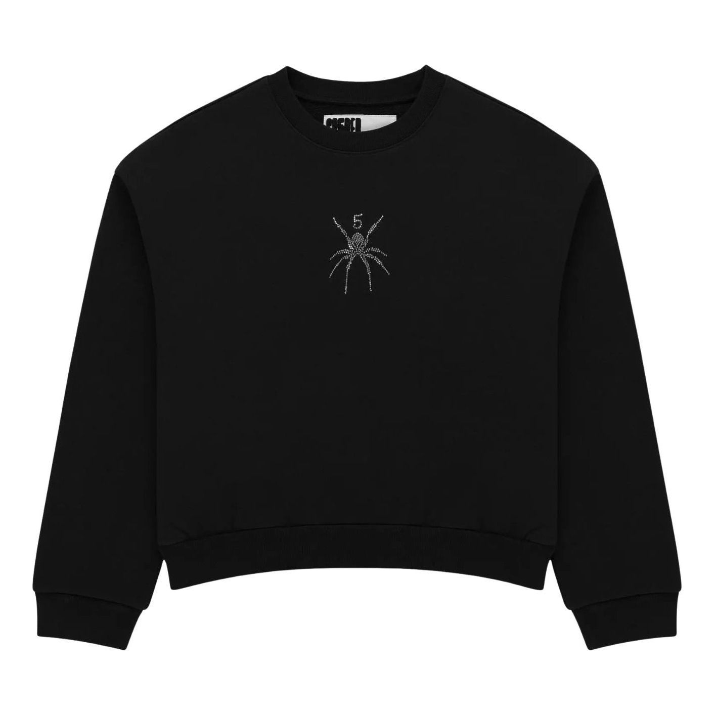 Sp5der Rhinestone Tm Crewneck 'Black' ST028SS26BLK