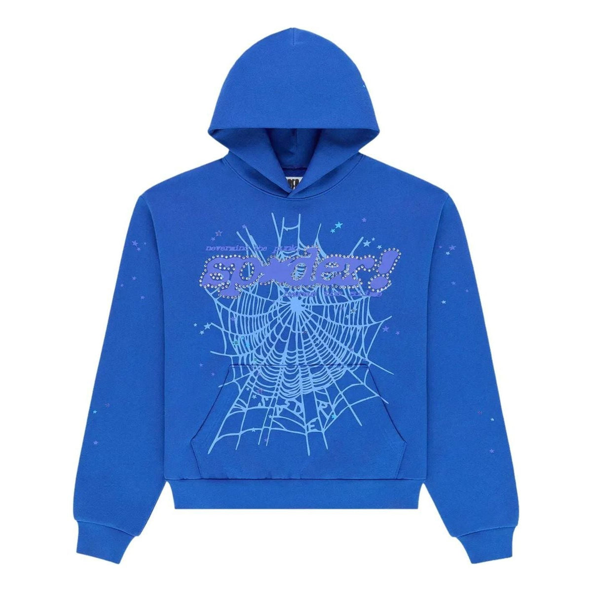 Sp5der Rhinestone Punk V2 Hoodie 'Blue' ST041SS26BLU