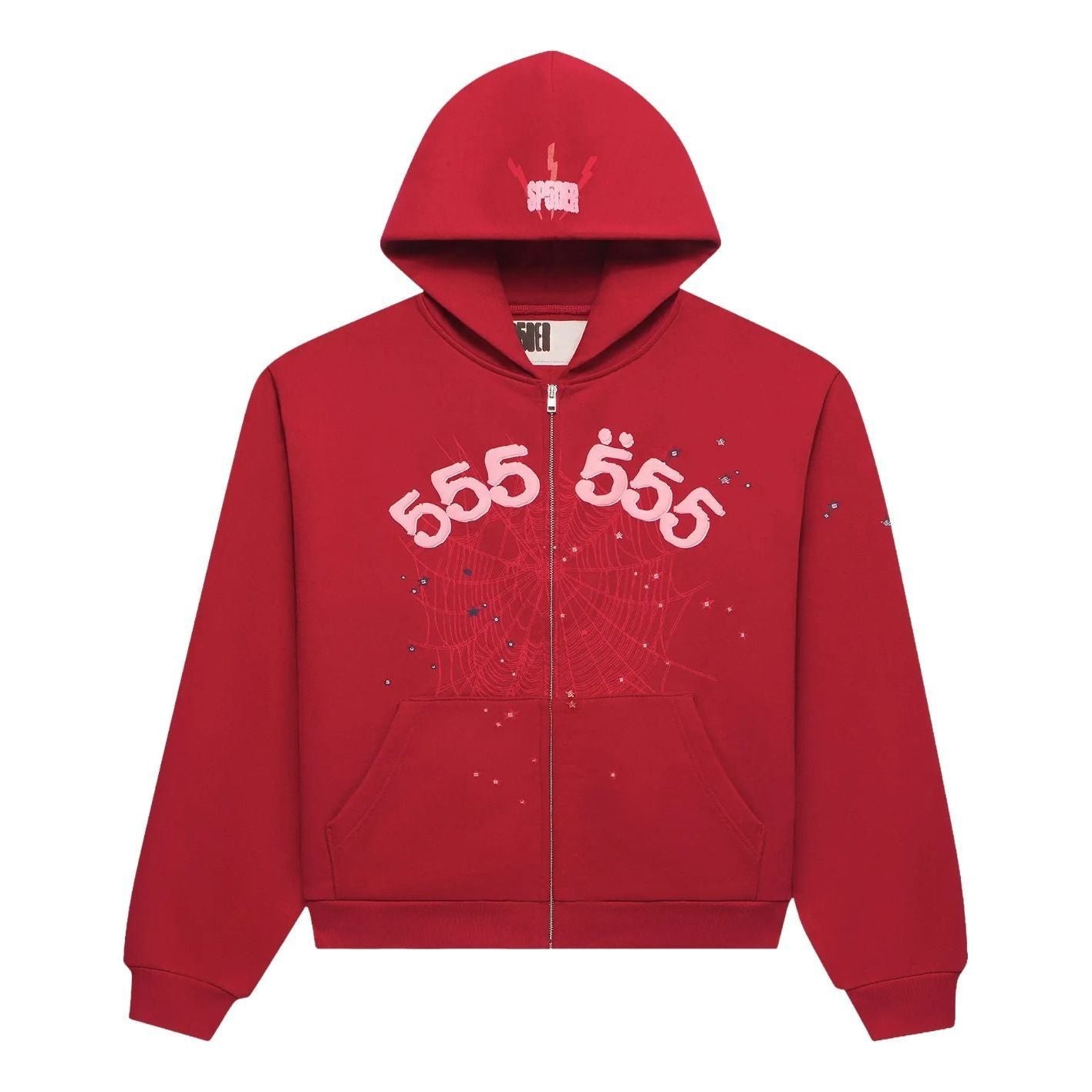 Sp5der Angel Number Zip Hoodie 'Merlot' ST044SS26MER