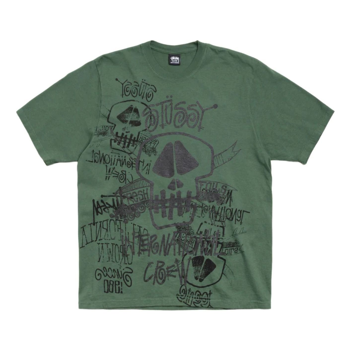 Stussy Skulls T-Shirt Pigment Dyed 'Pine' 1905177-PINE