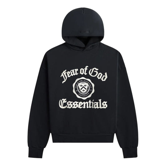 Fear of God Essentials SS25 Heavy Fleece Vintage Shrunken Hoodie 'Black' 192HO246210F