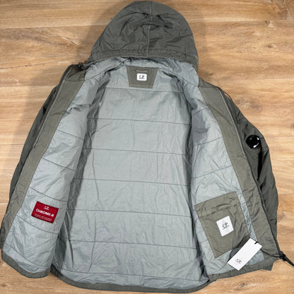 CP Company Chrome-R Hooded Zipped Lens Overshirt in Gunmetal