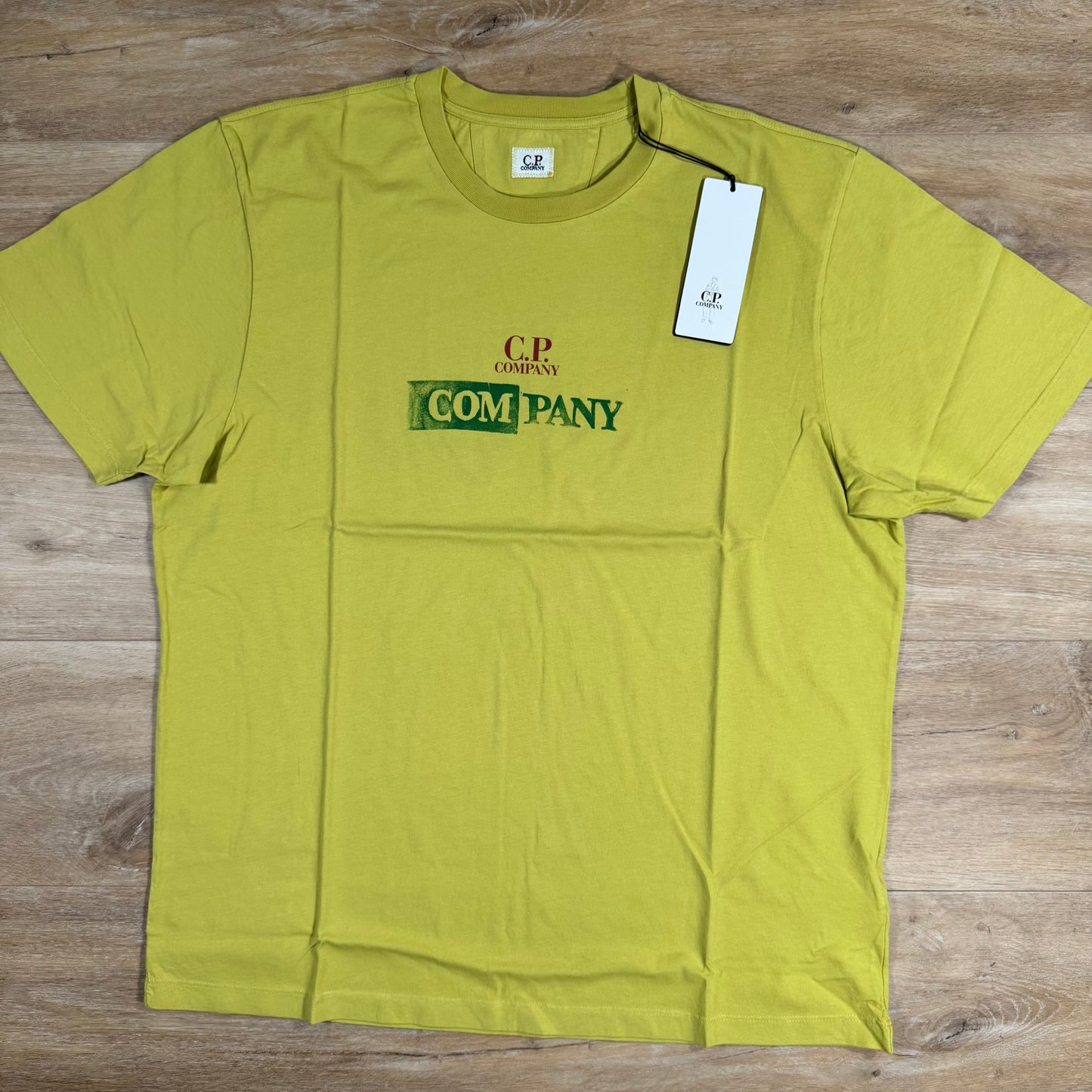 C.P. Company 24/1 Jersey Logo T-Shirt in Cress Green - Yellow