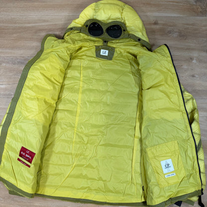 C.P. Company D.D. Shell Goggle Down Jacket in Green Sheen - Yellow