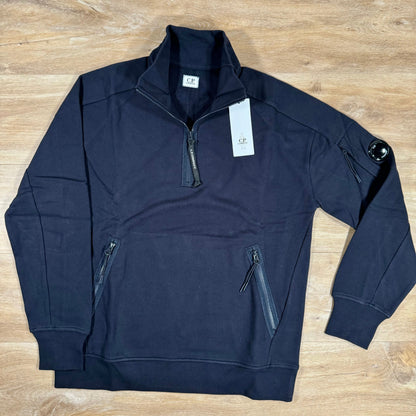 C.P. Company Diagonal Raised Half-Zip Lens Sweatshirt in Navy