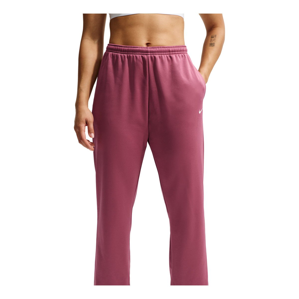 (WMNS) Nike Studio Fleece Sport Therma-FIT Mid-Rise Pants 'Pink Smoke White' IO0437-654