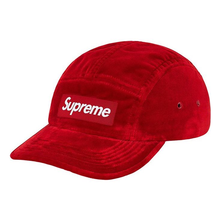 Supreme Velvet Camp Cap 'Red White' SUP-FW20-197