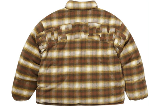 SUPREME FLANNEL REVERSIBLE PUFFER JACKET BROWN