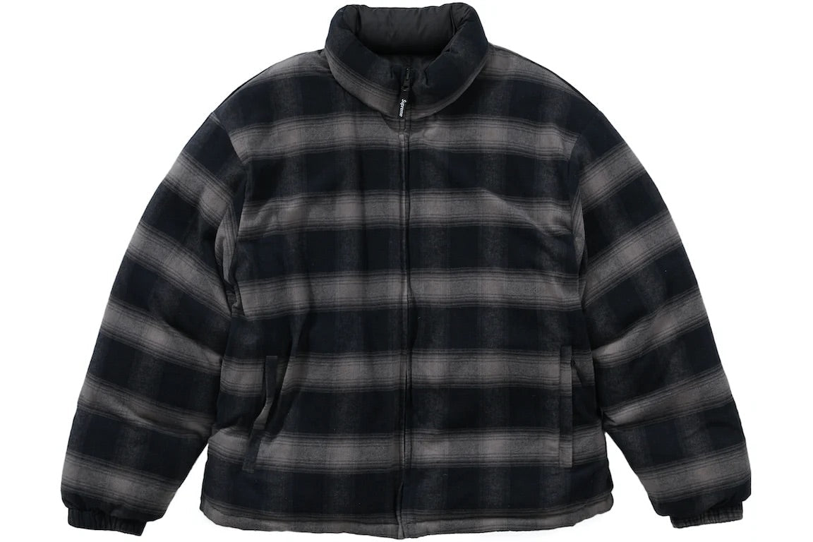 SUPREME FLANNEL REVERSIBLE PUFFER JACKET BLACK
