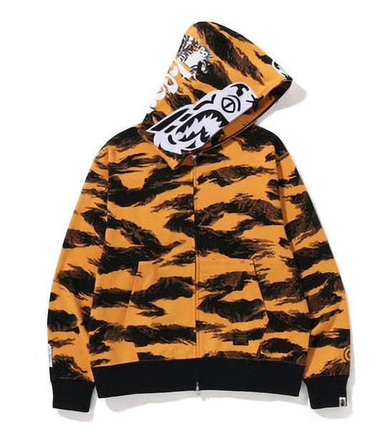 BAPE TIGER CAMO RELAXED FIT FULL ZIP HOODIE ORANGE FW22