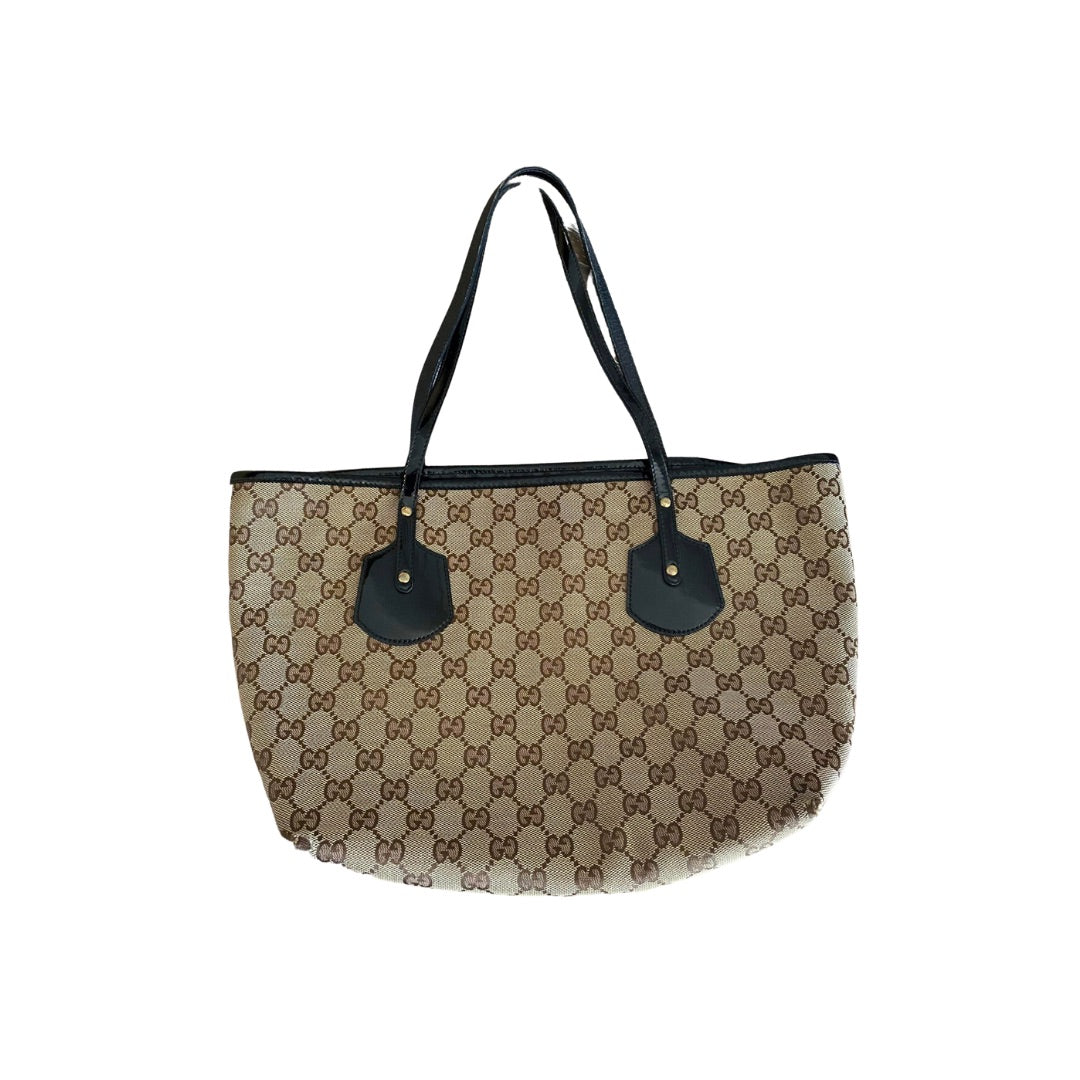 GUCCI GG MONOGRAM TOTE (BLACK HANDLES)