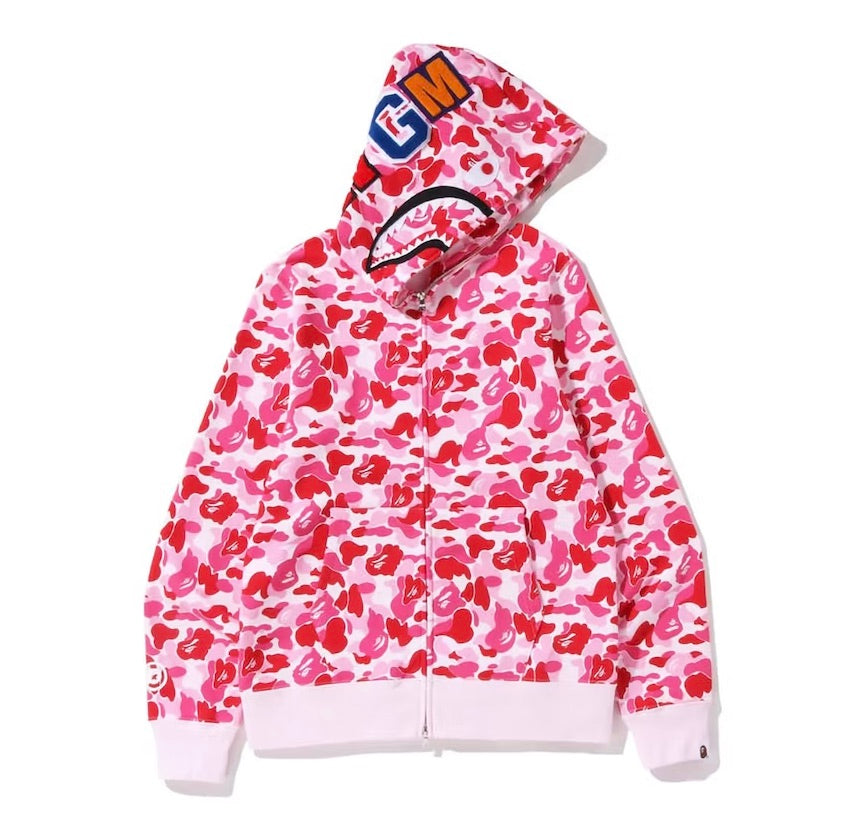 BAPE ABC CAMO SHARK FULL ZIP HOODIE PINK SS23
