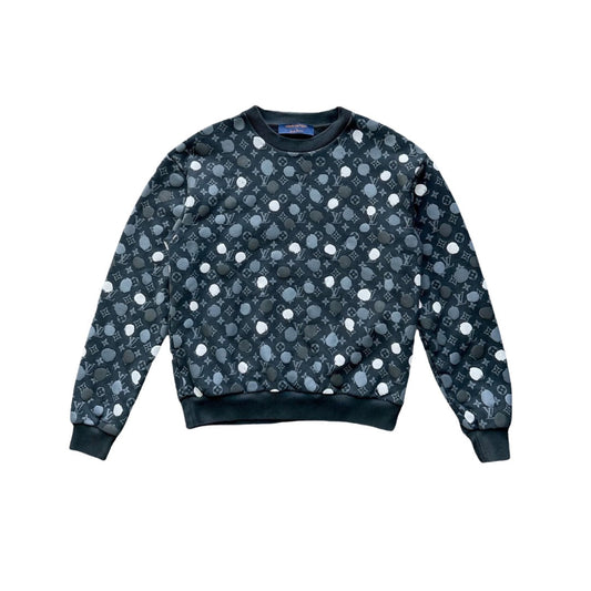 LOUIS VUITTON BLACK AND POLKA DOT CREWNECK