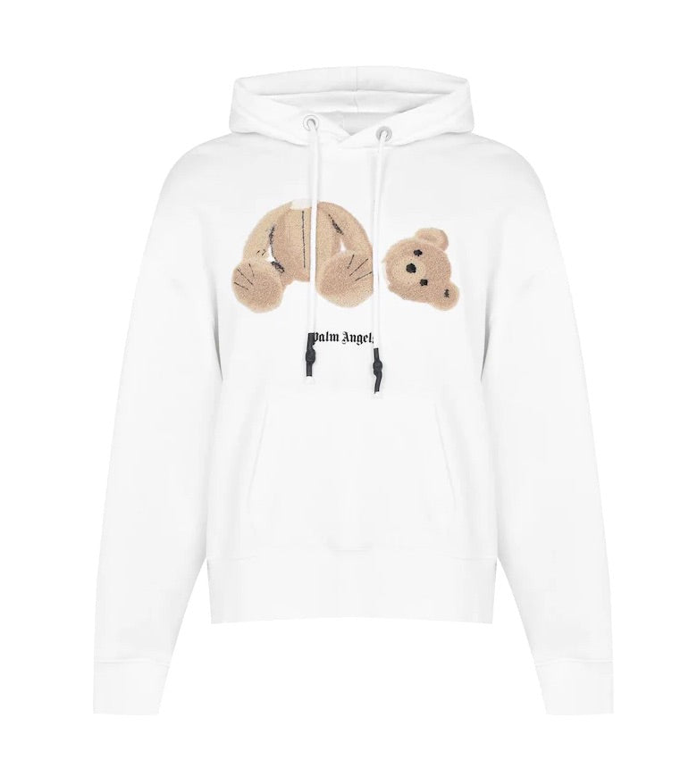 PALM ANGELS TEDDY BEAR HOODIE WHITE