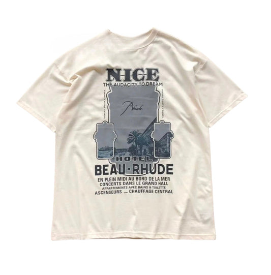 RHUDE HOTEL BEAU-RHUDE T-SHIRT CREAM