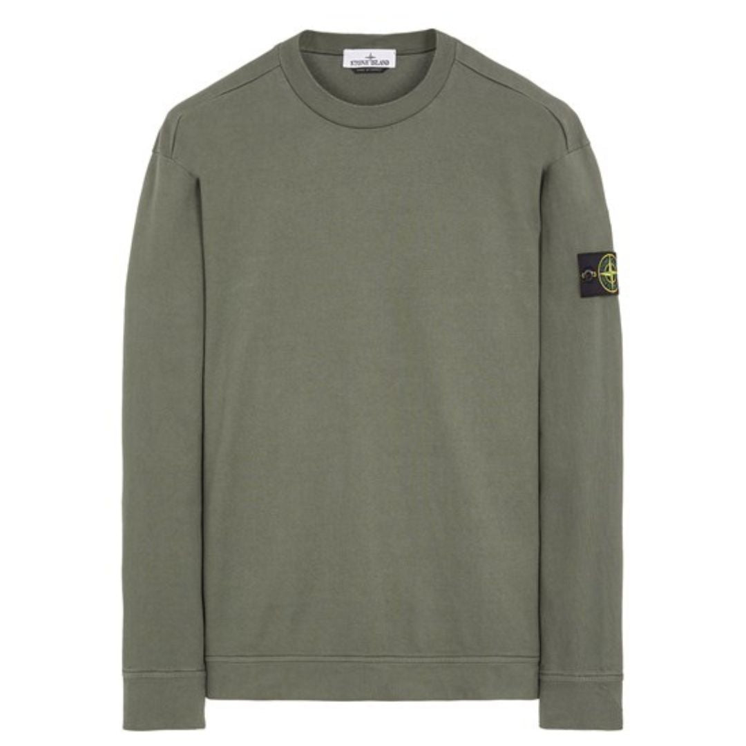 STONE ISLAND PATCH LOGO CREWNECK SWEATSHIRT OLIVE