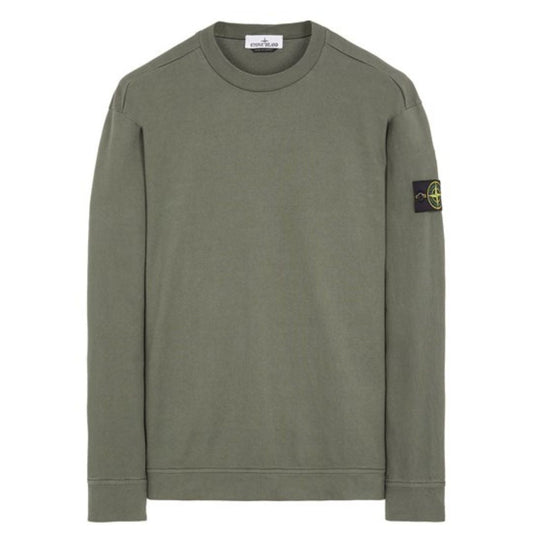 STONE ISLAND PATCH LOGO CREWNECK SWEATSHIRT OLIVE