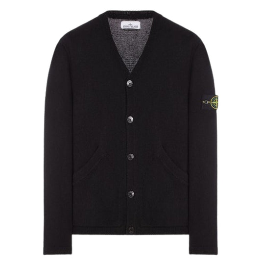 STONE ISLAND KNIT CARDIGAN BLACK
