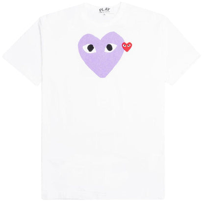 COMME DES GARÇONS PLAY PURPLE HEART RED EMBLEM T-SHIRT WHITE