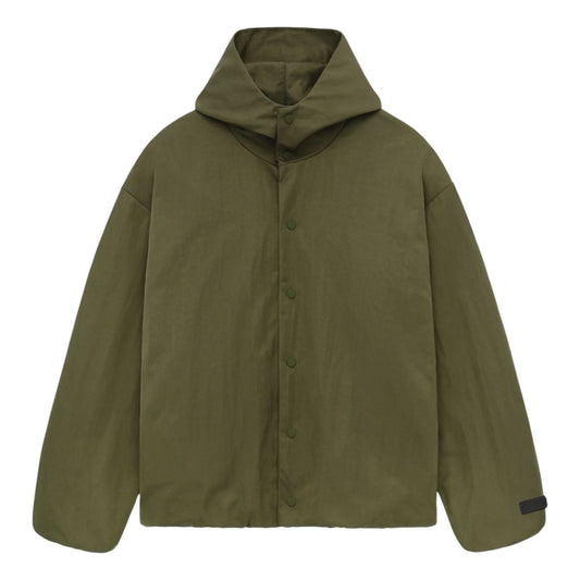Fear of God Essentials Textured Nylon Hooded Coaches Jacket 'Military' 202BT246375F