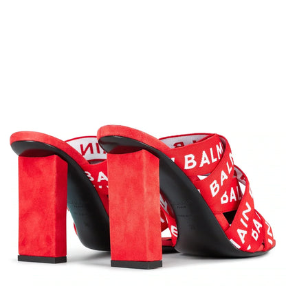 Womens Balmain Logo Strap Heels