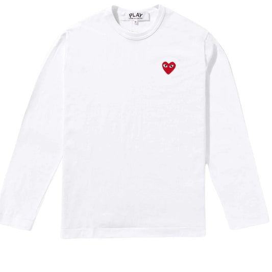 COMME DES GARÇONS PLAY RED EMBLEM LONGSLEEVE WHITE (WOMENS)