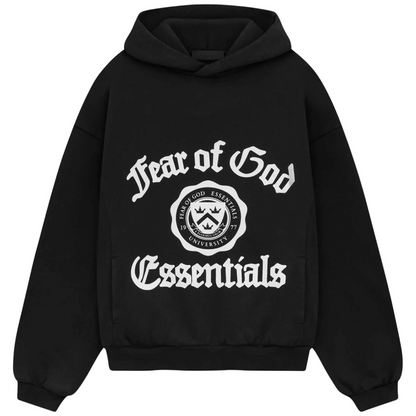 ESSENTIALS FOG VINTAGE SHRUNKEN HEAVY FLEECE HOODIE BLACK