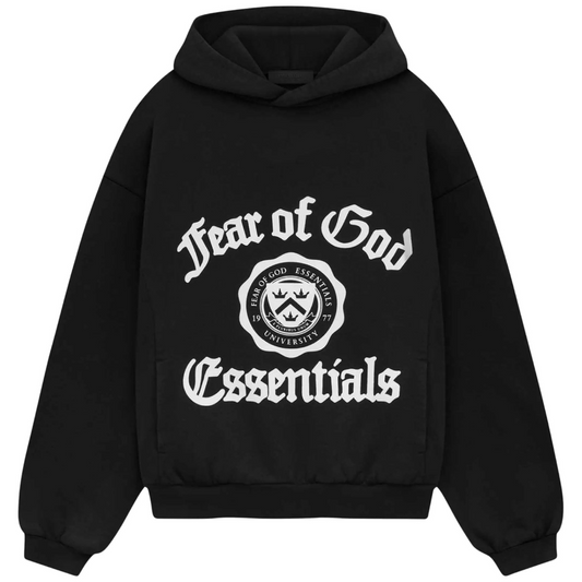ESSENTIALS FOG VINTAGE SHRUNKEN HEAVY FLEECE HOODIE BLACK