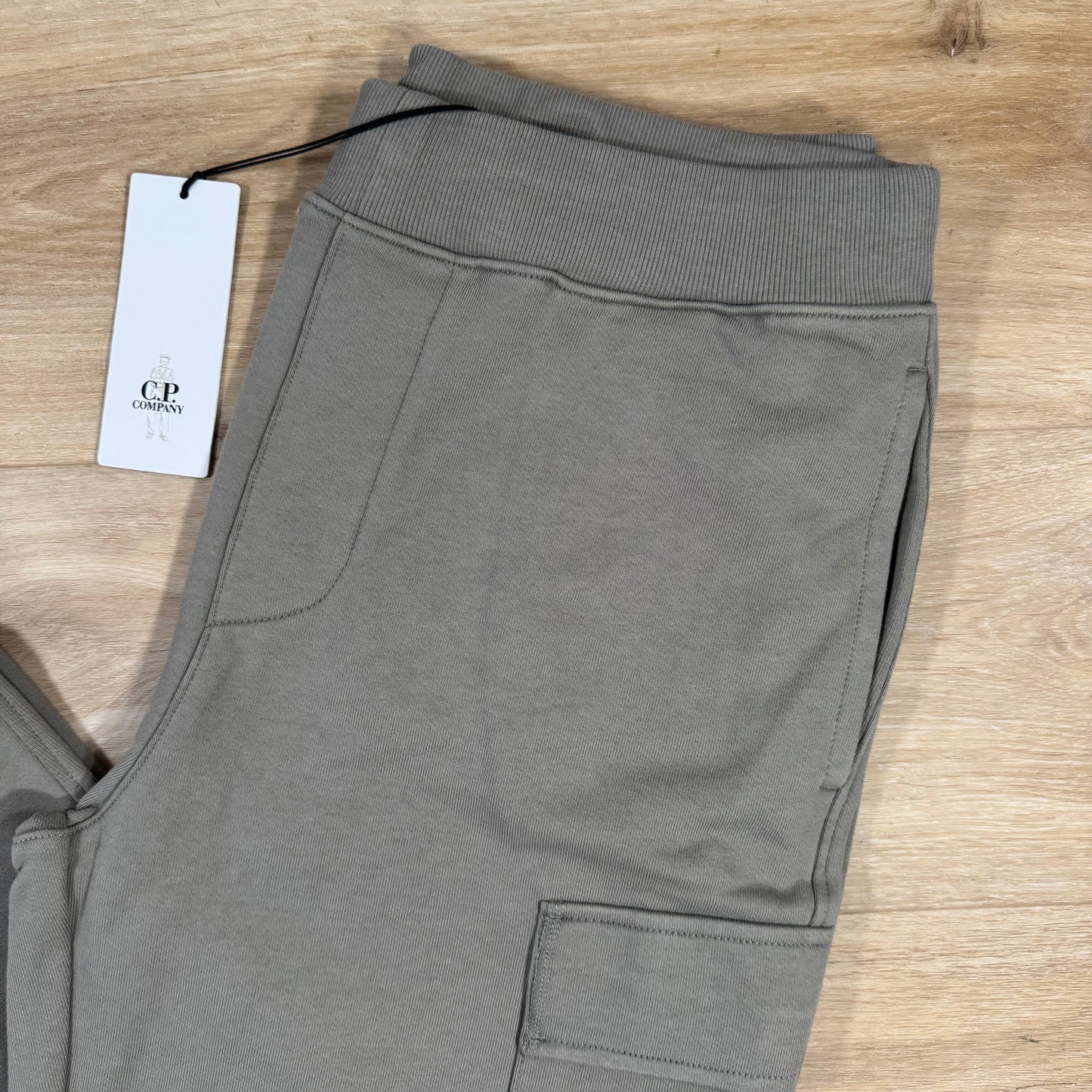 C.P. Company Diagonal Raised Fleece Lens Sweatpants in Fungi Grey