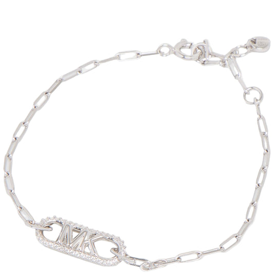 Michael Kors Silver Tone Embellished Logo Bracelet
