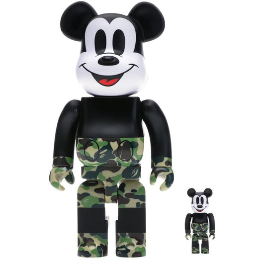 BEARBRICK X BAPE MICKEY MOUSE 400% & 100% SET BLACK/GREEN CAMO