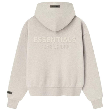 ESSENTIALS FOG CLASSIC FIT ZIP UP HOODIE HEATHER STONE SS25