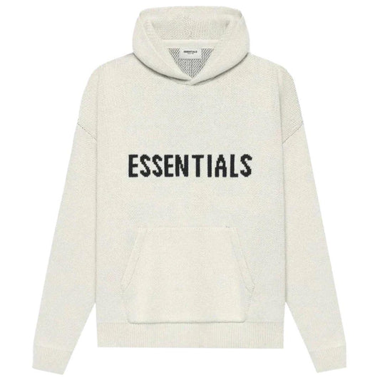 ESSENTIALS FOG KNIT HOODIE CREAM SS21