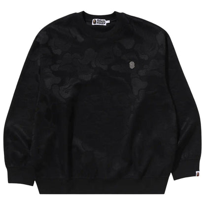 BAPE SOLID CAMO JACQUARD ONE POINT CREWNECK BLACK