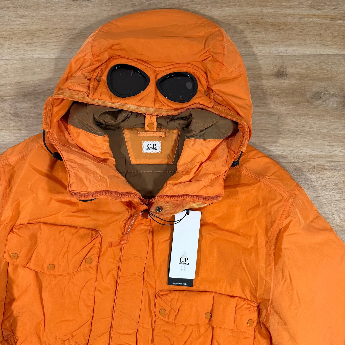 C.P. Company Chrome-R Padded Goggle Jacket in Russet Orange