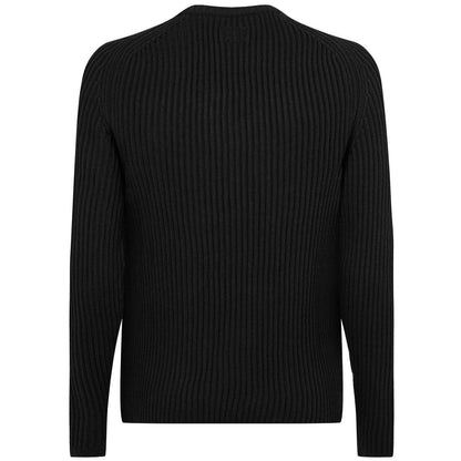 CP Company Black Merino Wool Lens Knitted Sweatshirt