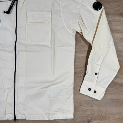 C.P. Company Organic Gabardine Lens Overshirt in Pistachio Shell
