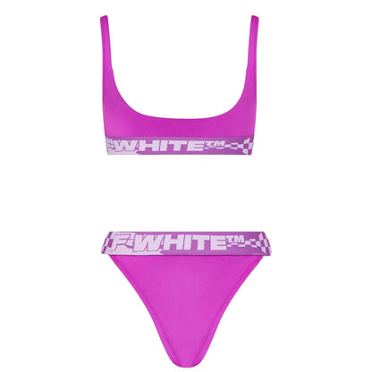 Women Off-White Two Piece Logo Band Bikini