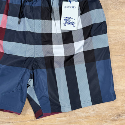 Burberry Check Swim Shorts in Carbon Blue