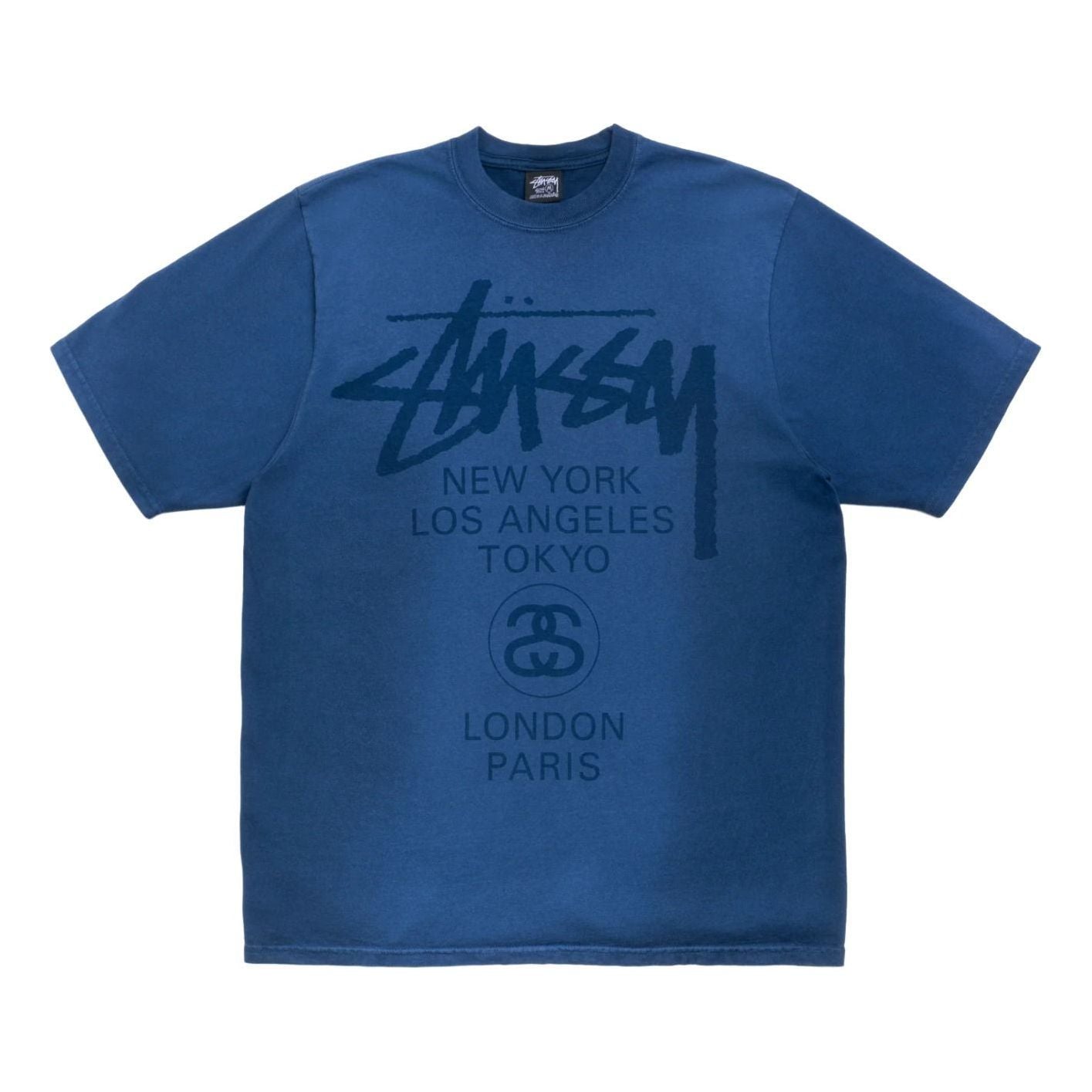Stussy World Tour T-Shirt 'Sun Faded Navy' 3903962SF-SUN