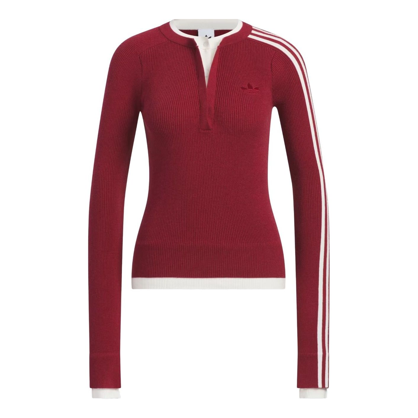 (WMNS) adidas Premium 3S Button Sweatshirt 'Collegiate Burgundy' KS5332