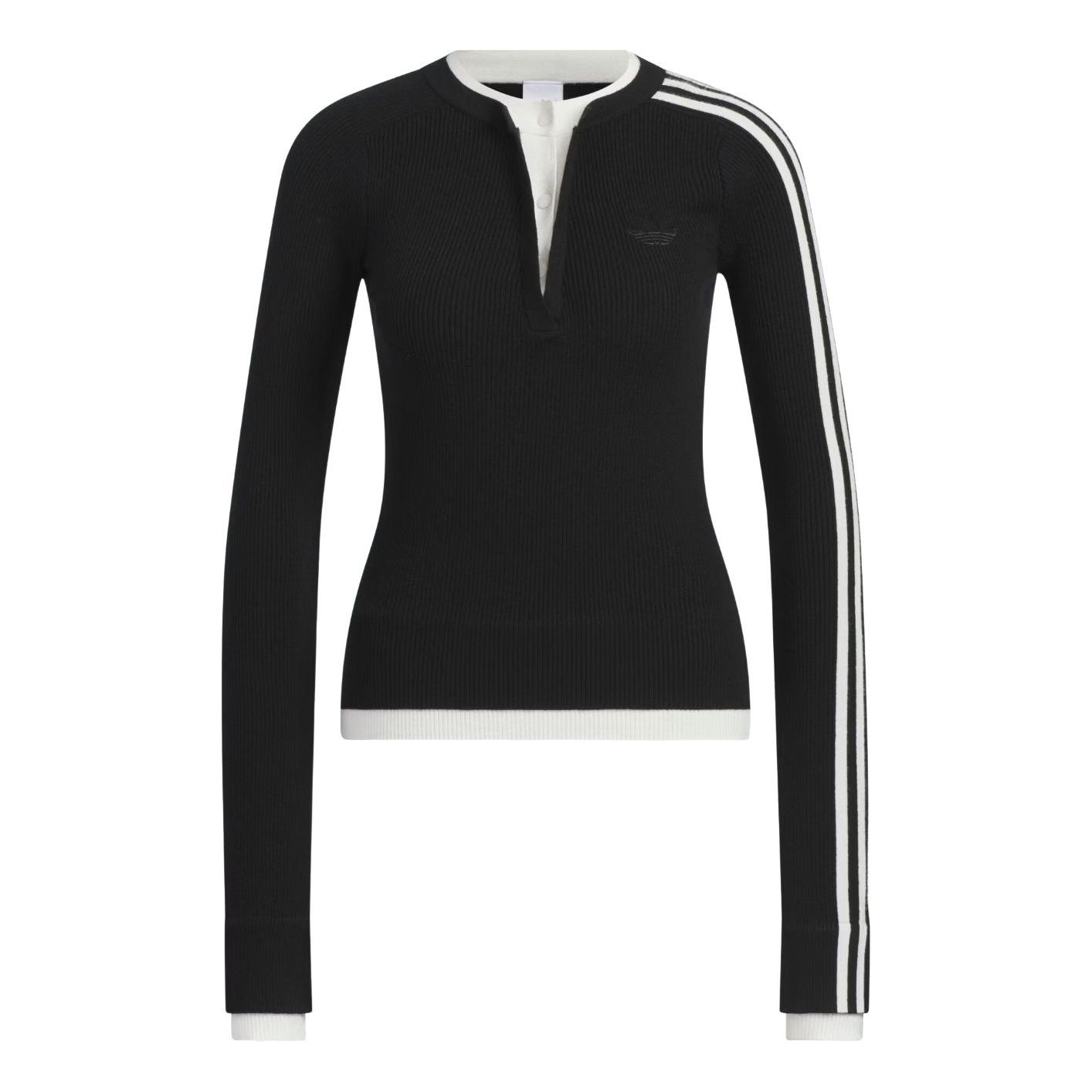 (WMNS) adidas Premium 3S Button Sweatshirt 'Black' KS5333