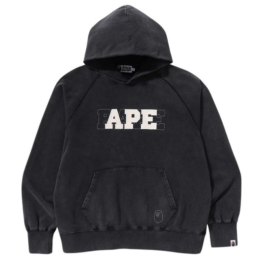 BAPE EFFECT RELAXED FIT HOODIE WASHED BLACK
