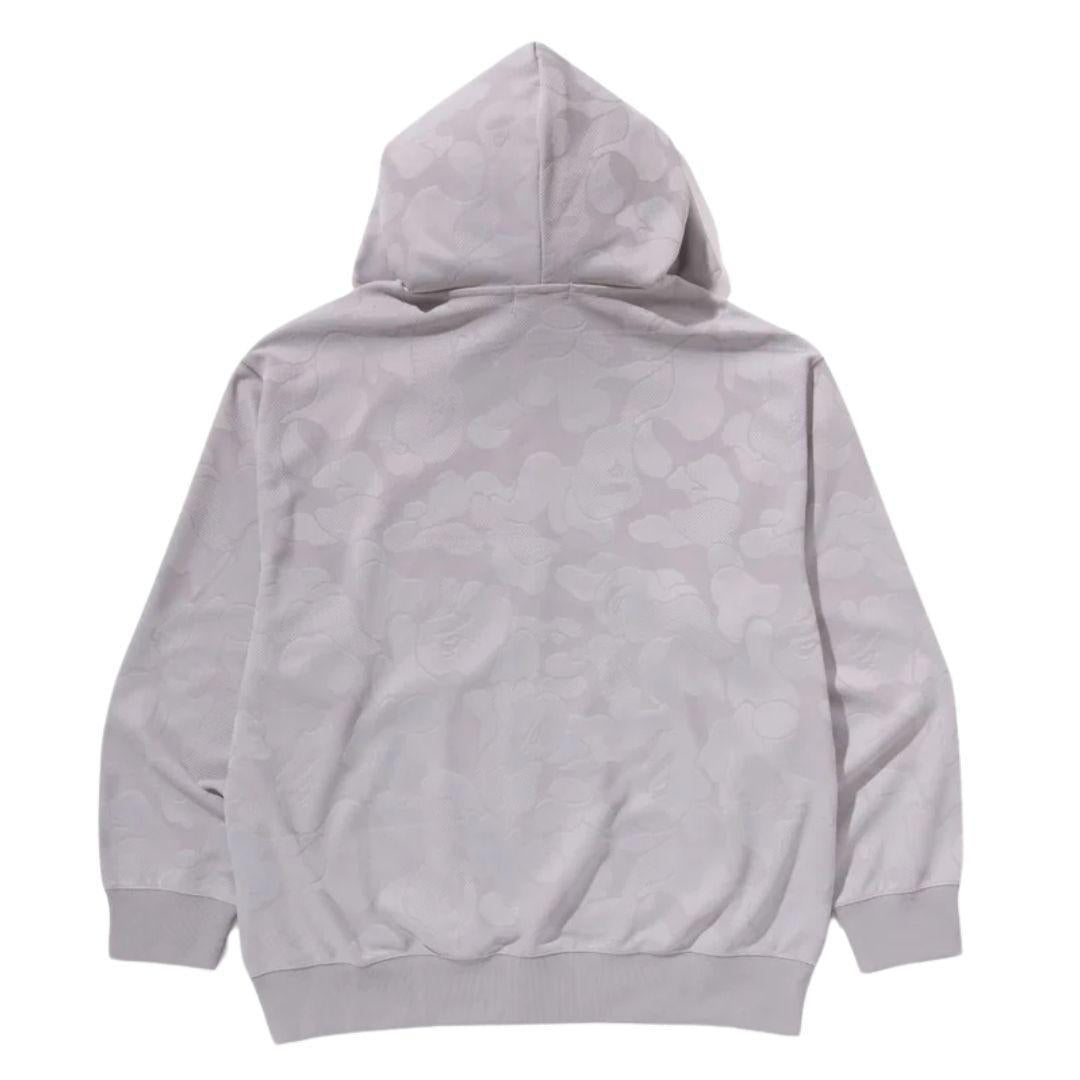 BAPE SOLID CAMO JACQUARD ONE POINT ZIP UP HOODIE GREY