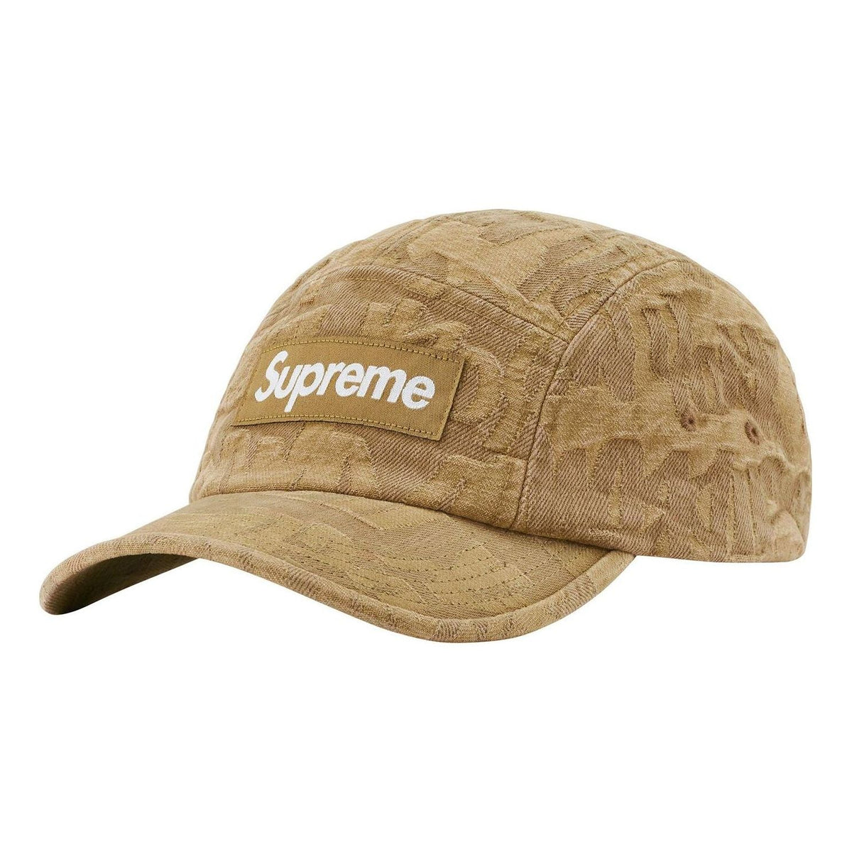 Supreme Fat Tip Jacquard Denim Camp Cap 'Tan White' SUP-SS22-768