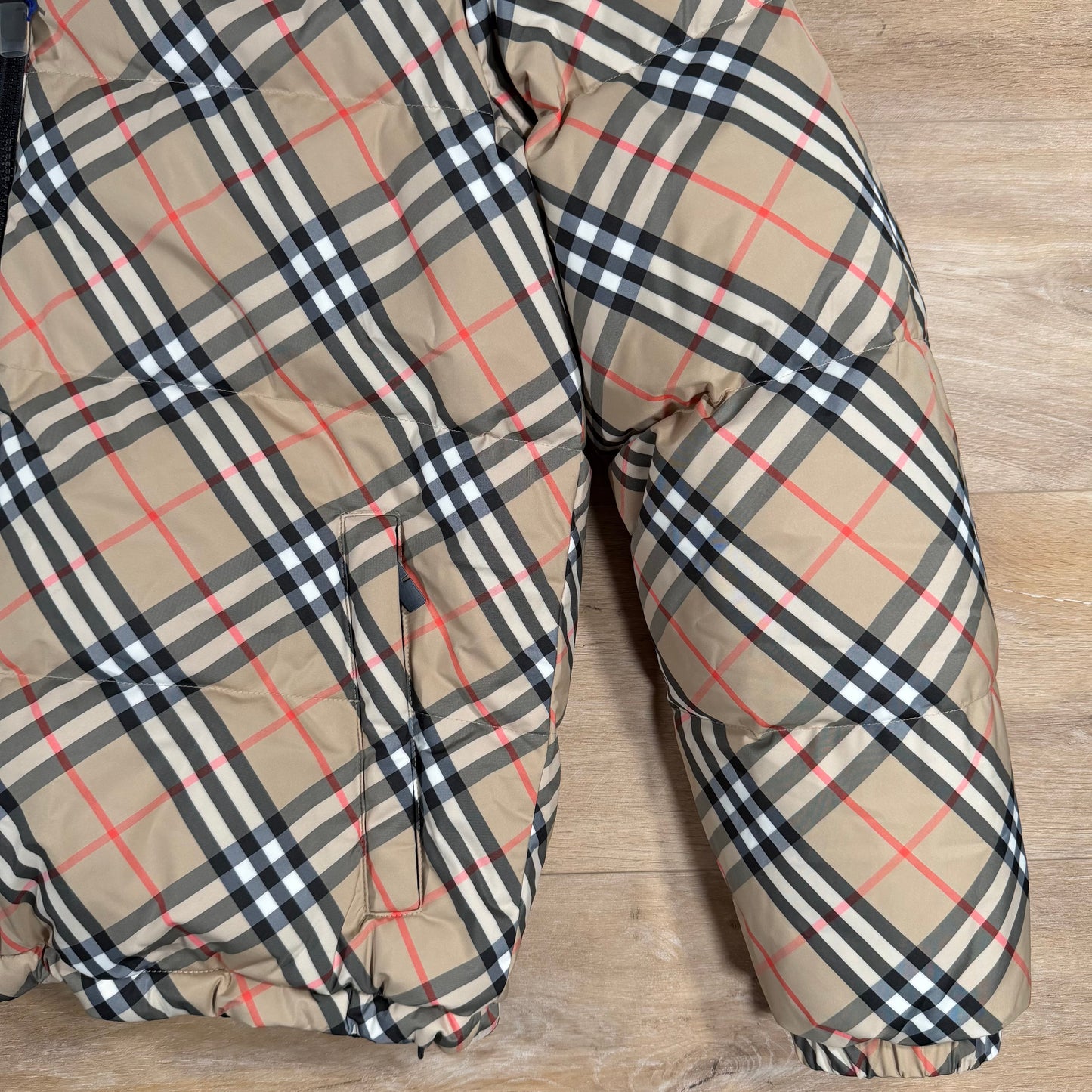 Burberry Reversible Check Snowdon Puffer Jacket in Sand Beige