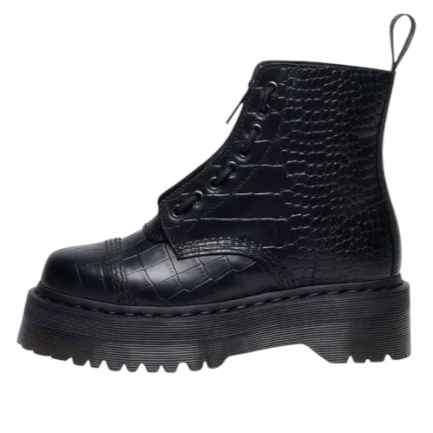 (WMNS) Dr. Martens Sinclair Croc Emboss Platform Boots 'Black' 42713001