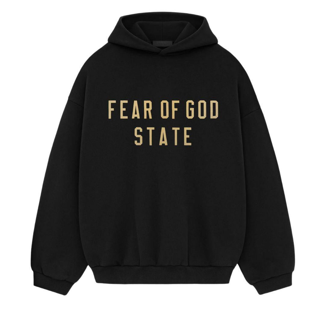 ESSENTIALS FOG STATE LOGO HOODIE BLACK